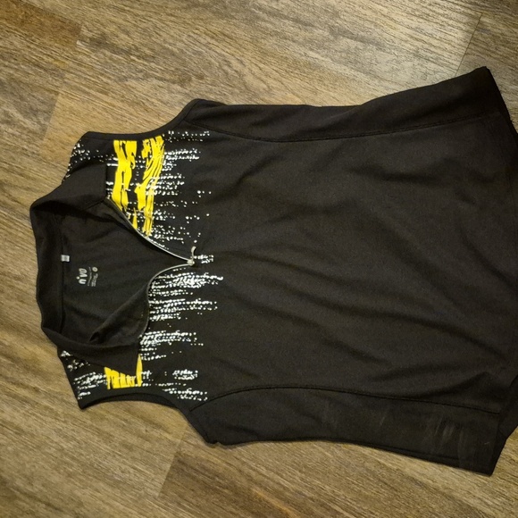 Nivo 1/4 Zip Black Yellow White Fitted Collared Sports Shirt Sz Medium - Picture 3 of 5